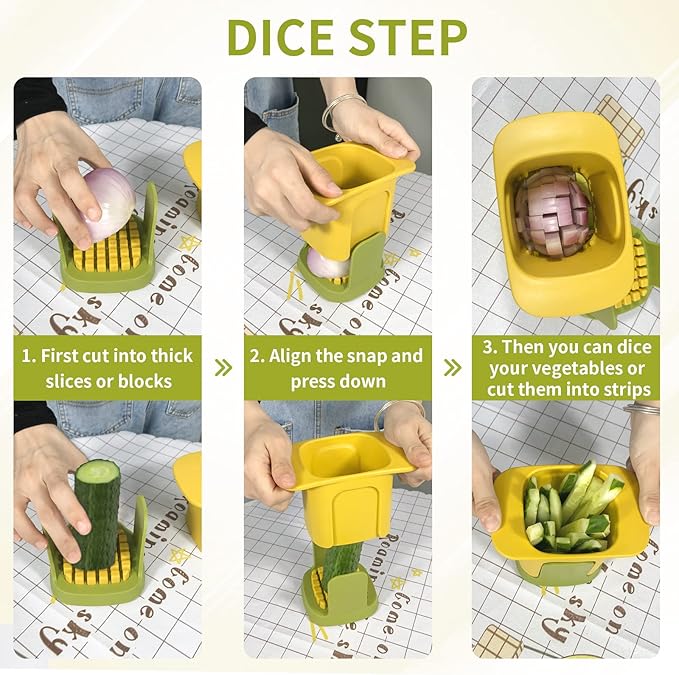 2-in-1 Vegetable press Chopper Dicing & Slitting Kitchen Chopping