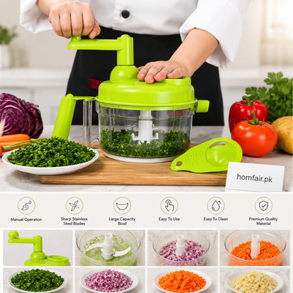 Premium Manual Rotary Food Chopper – Multi-Purpose Vegetable & Herb Cutter