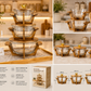 Premium Stackable Glass Bowl with Bamboo Stand & Wooden Lids