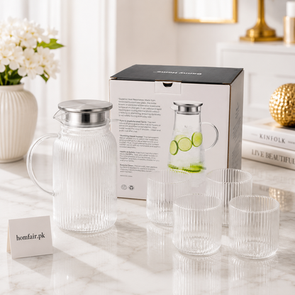 Danny Home 1.9L Glass Pitcher Set with 4 Glasses