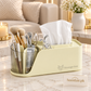 Premium Tissue Box Organizer with Pen Holder & Multi-Purpose Storage Compartments
