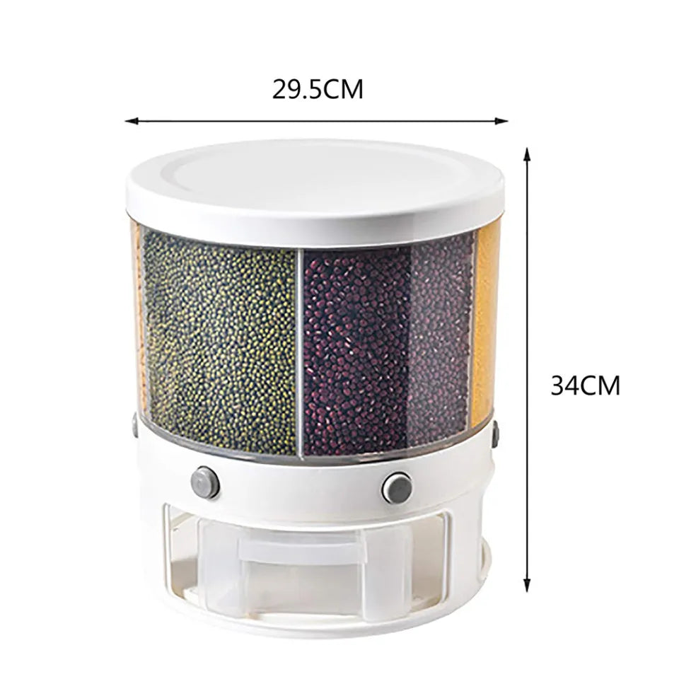 10 KG Rotating Food Storage Rice Bucket Cereal Dispenser Container Organizer