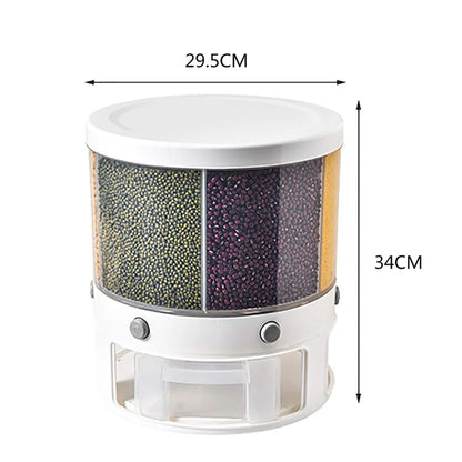10 KG Rotating Food Storage Rice Bucket Cereal Dispenser Container Organizer