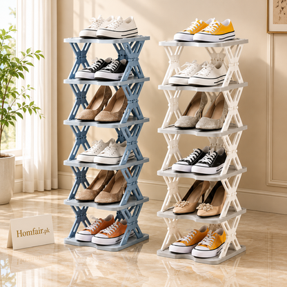 6-Tier Foldable Shoe Rack – Space Saving Shoe Organizer Stand