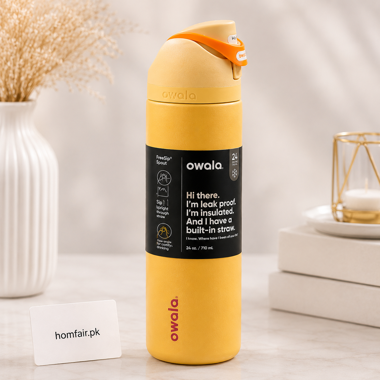 Owala FreeSip Insulated Water Bottle – Yellow & Orange 24oz / 710ml