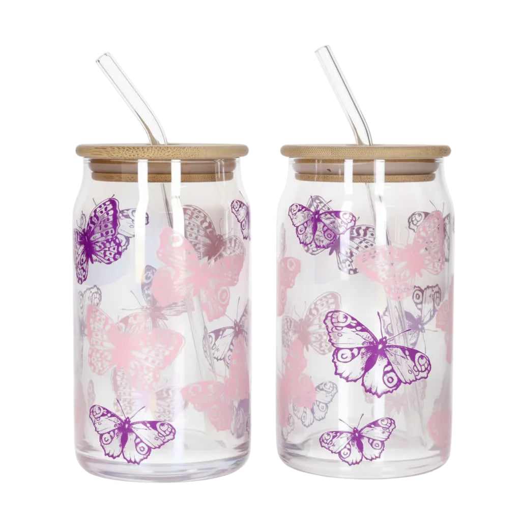 Premium Straw Glass Set of 2 – 500ml Stylish Drinking Glasses with Straws