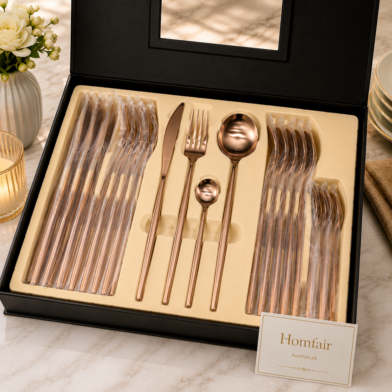 Premium 24-Piece Portuguese Stainless Steel Cutlery Set