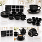 12-Piece Premium Black Ceramic Tea Cup & Saucer Set