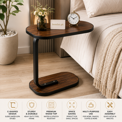 Premium C-Shaped Side Table Sofa & Bedside Laptop Table Modern End Table