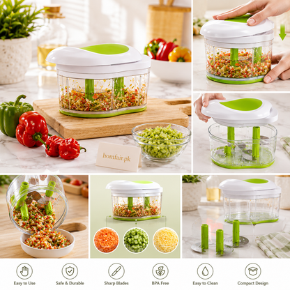 Premium Hand-Press Dual Blade Vegetable Chopper & Mincer