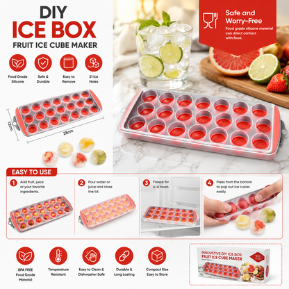 Ice Cube Tray with Lid – 21 Grid Silicone Ice Ball Maker