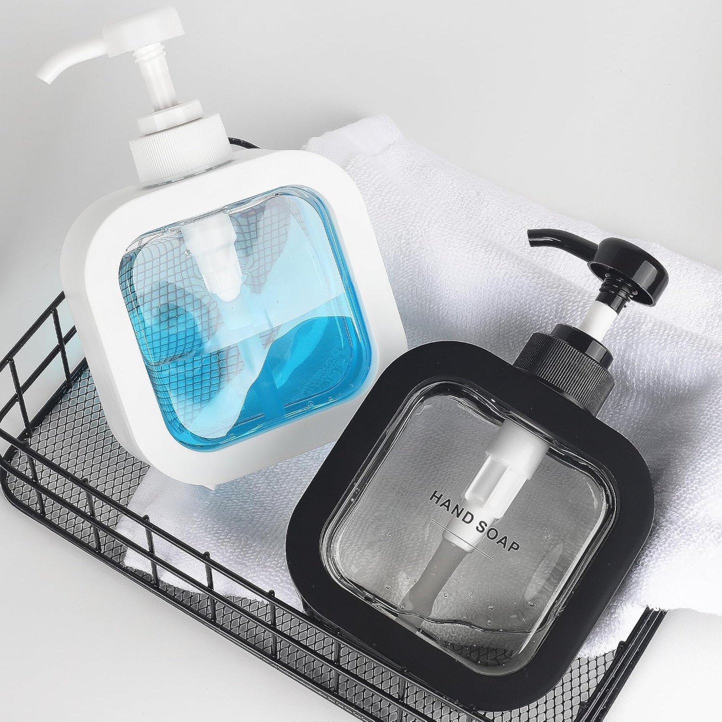 Premium Square Liquid Soap Dispenser Modern Refillable Pump Bottle