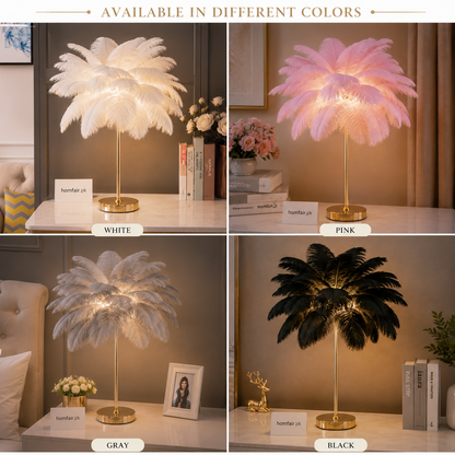 Luxury Feather Table Lamp – Modern Decorative Bedside Light