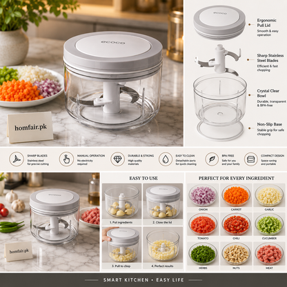 Premium Manual Food Chopper – Multi-Purpose Vegetable Cutter & Garlic Chopper