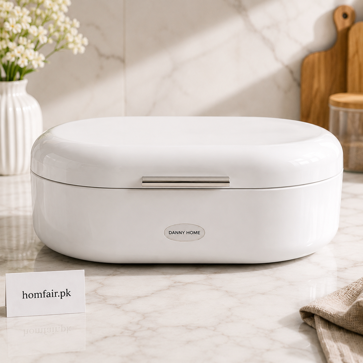 Danny Home Metal Bread Box – White Kitchen Bread Storage Container