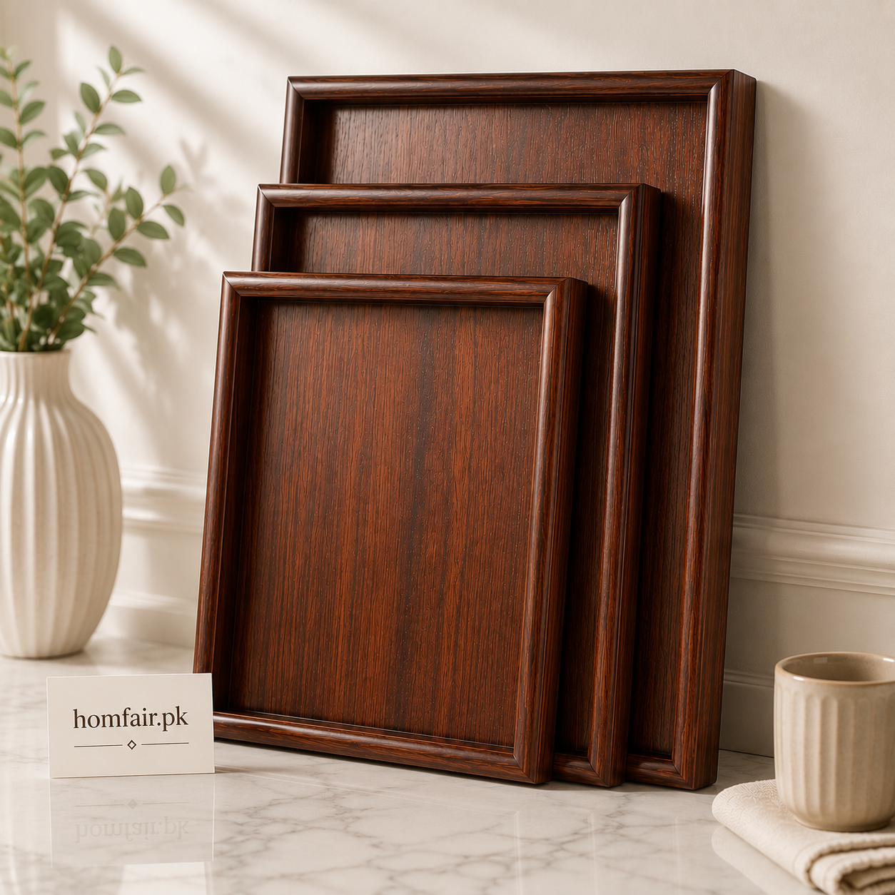 Premium 3-Piece Wooden Serving Tray Set