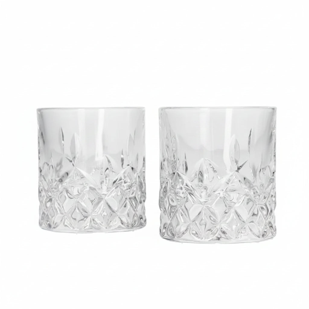 Premium Glass Set of 2 – 200ml Elegant Modern Drinking Glasses