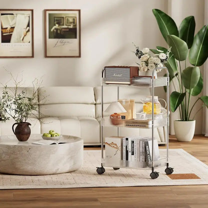Acrylic Smart Trolley Multi-Layer Storage Organizer with Wheels