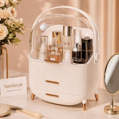 Luxury 3-Layer Makeup Organizer for Elegant & Efficient Desktop Storage