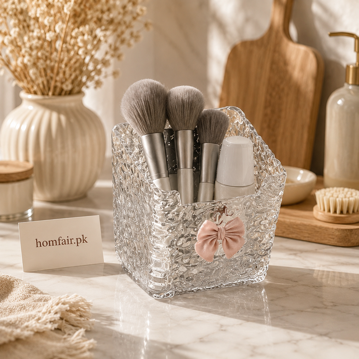 Luxury Wall Mounted Makeup Brush Holder Organizer with Cosmetic Storage