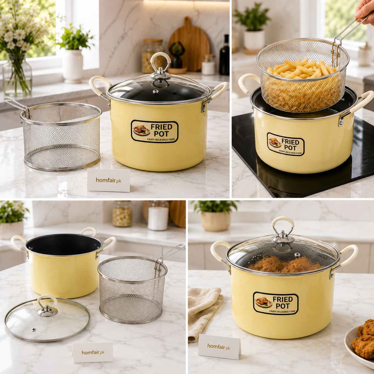 Deep Fryer Pot with Frying Basket & Glass Lid – Multi-Purpose Oil Frying Cooker