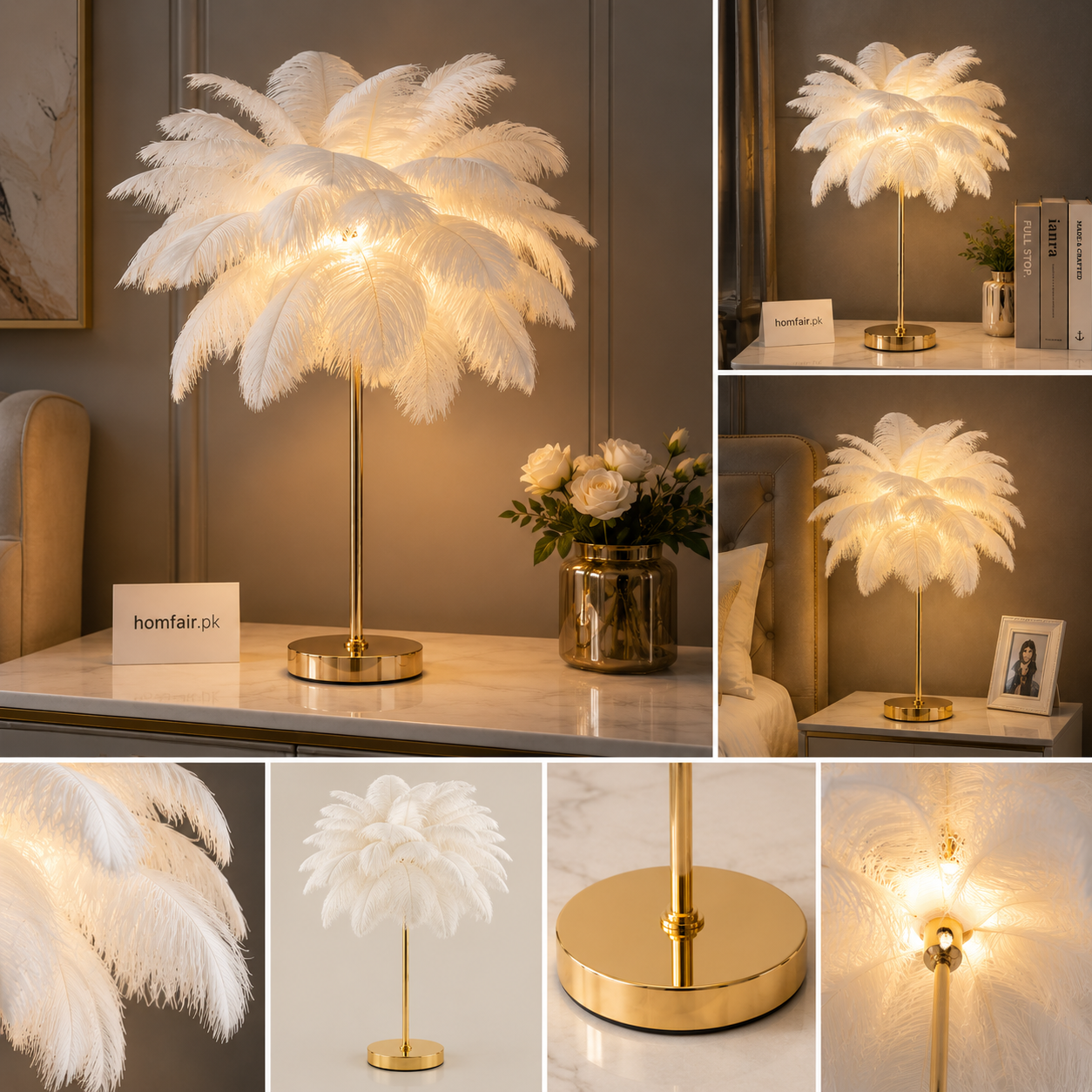 Luxury Feather Table Lamp – Modern Decorative Bedside Light