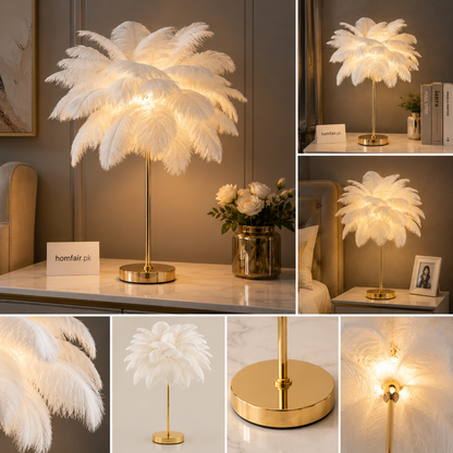 Luxury Feather Table Lamp – Modern Decorative Bedside Light