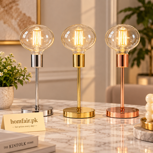 Danny Home Premium Silver Table Lamp – Modern Metallic Decorative Lighting for Stylish Interiors