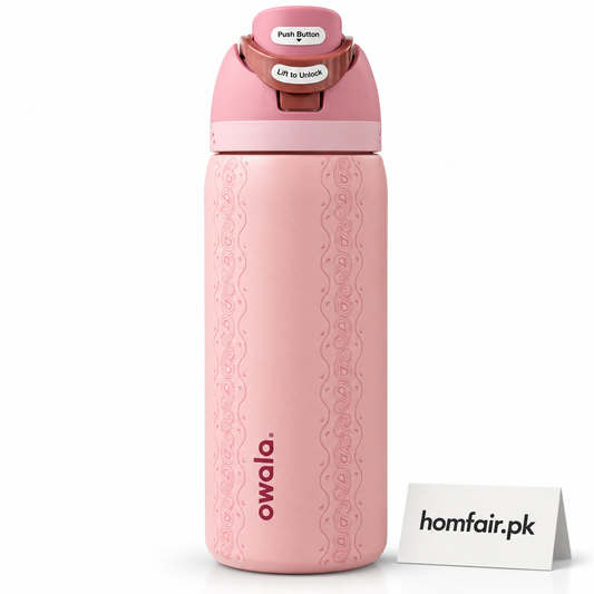 Owala Pink Patterned Insulated Water Bottle with Built-In Straw & Locking Lid