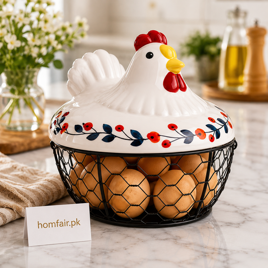 Chicken Egg Basket with Wire Mesh Storage