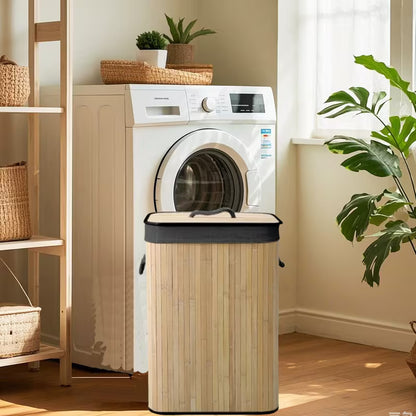 Luxury Foldable Bamboo Laundry Hamper with Lid
