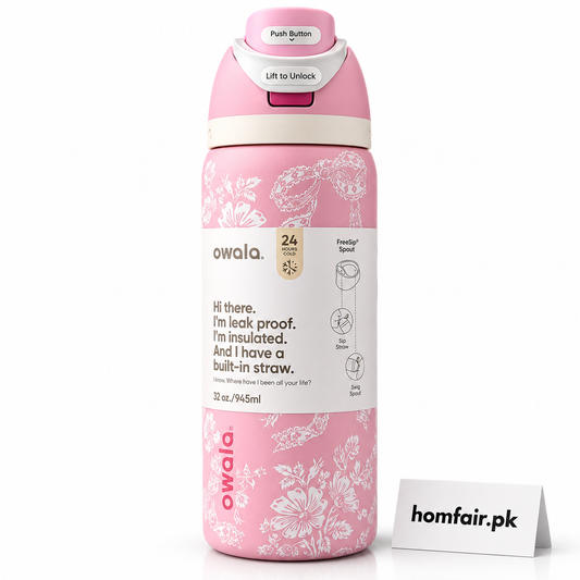 Owala Pink Floral Insulated Water Bottle 32oz with FreeSip Spout & Leak-Proof Lid