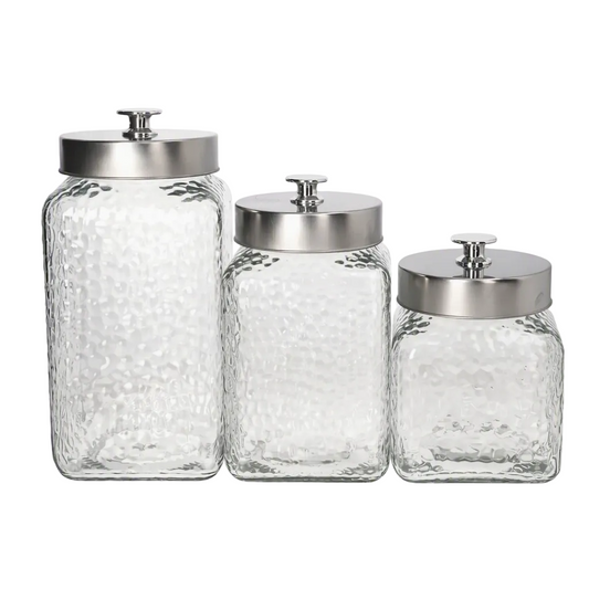 Danny Home Premium 3-Piece Borosilicate Glass Storage Jar Set for Elegant Everyday Dining & Kitchen Use