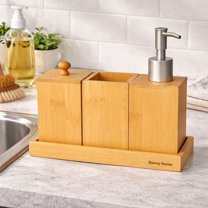 Danny Home Bamboo Bathroom 4-Piece Set