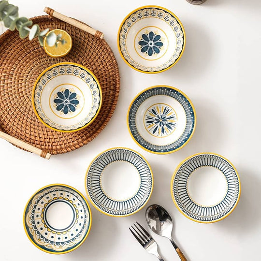 6-Piece Premium Ceramic Bowl Set Handcrafted Design with Gift Box