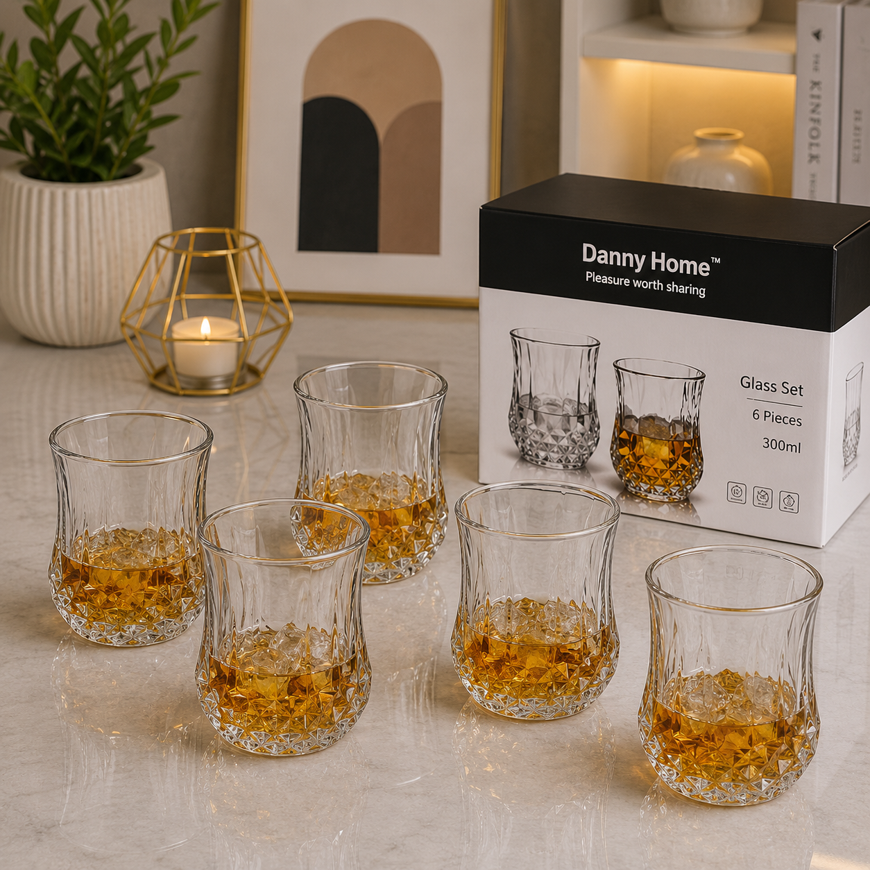 Danny Home Glass Tumbler Set – 300ml (6 Pcs)