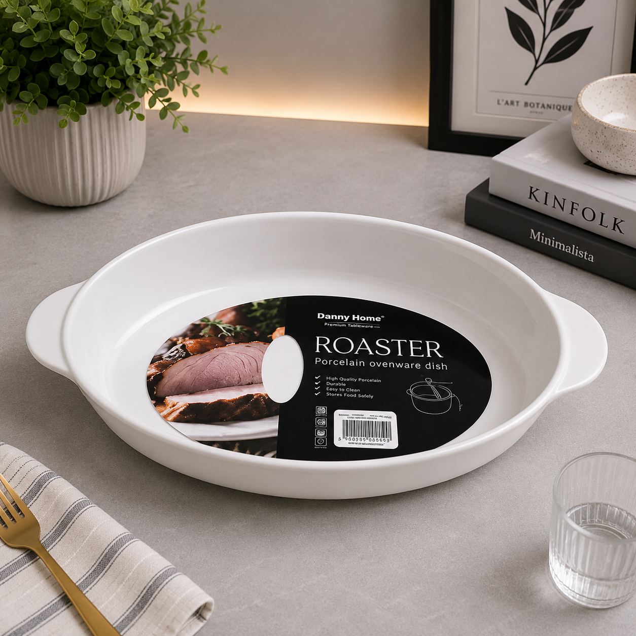 Danny Home Porcelain Oval Ovenware Roaster – 11.8 Inch