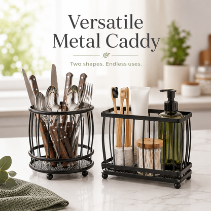 Versatile Metal Caddy Organizer for Kitchen Counters and Everyday Storage