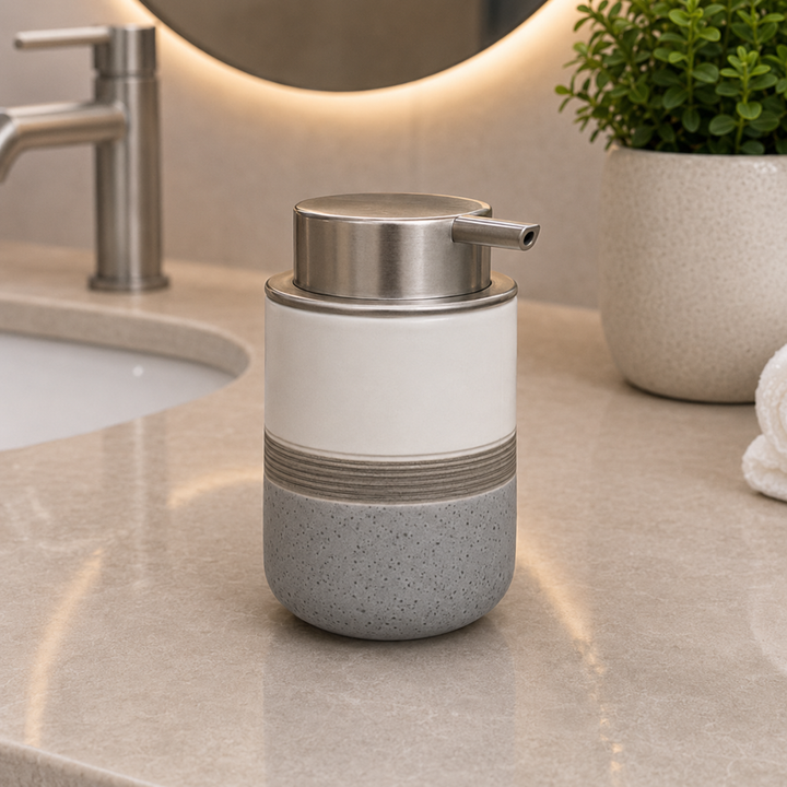 Modern Ceramic Soap Dispenser with Silver Pump