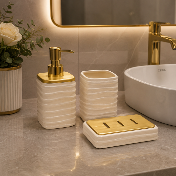 Luxury Beige Bathroom Accessory Set