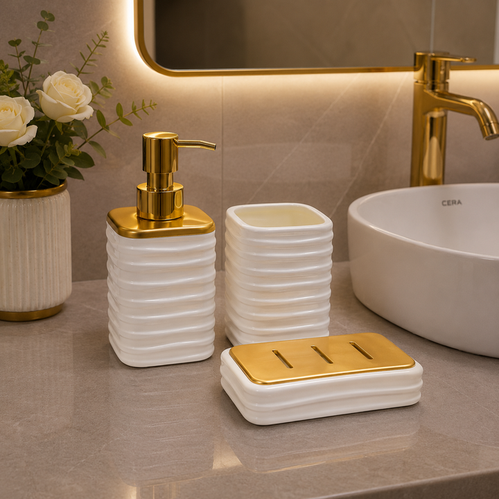 Brilliant Luxury White Bathroom Accessory Set