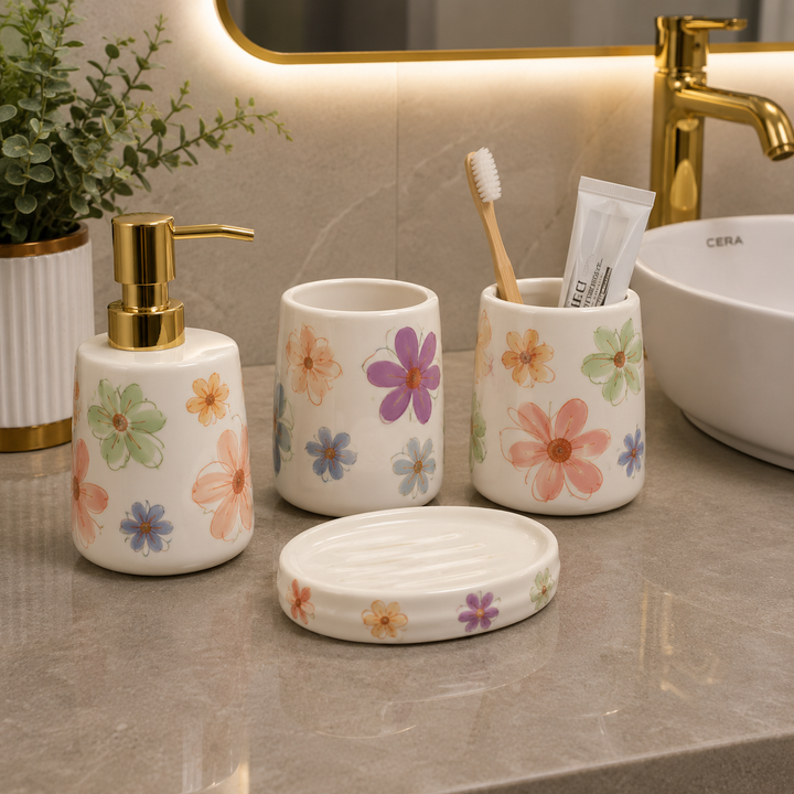 Brilliant Luxury Multi-Flower Bathroom Accessory Set