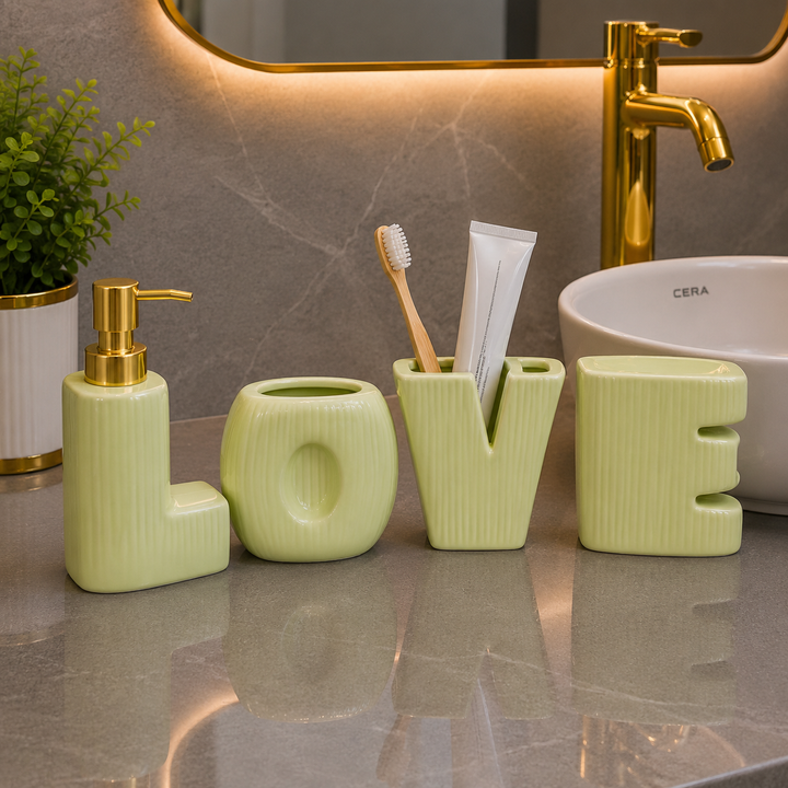 Brilliant Luxury Green LOVE Bathroom Accessory Set