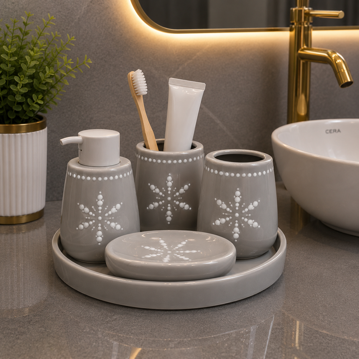Brilliant Luxury Gray Star Bathroom Tray Set