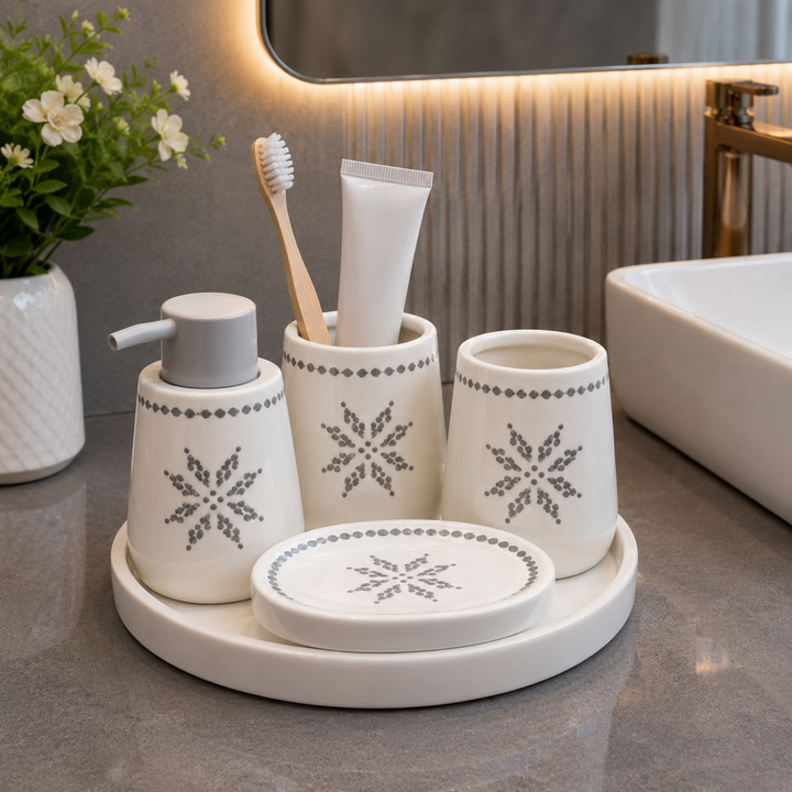 Brilliant Luxury White Star Bathroom Tray Set