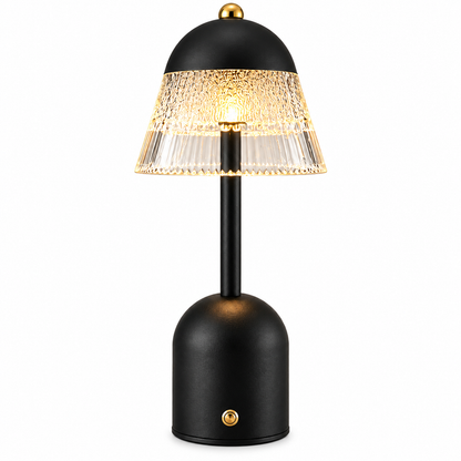 Aurora Frost Glass LED Table Lamp – Black