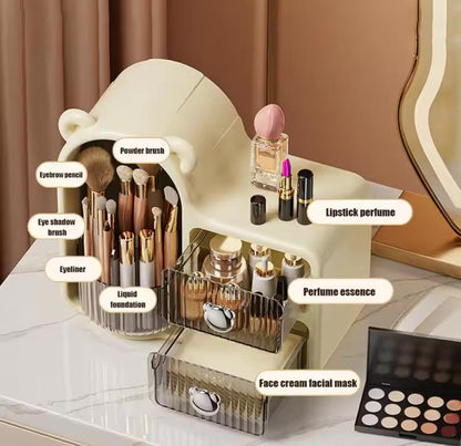 Bear Organizer Makeup Brush Holder with 2 Drawers