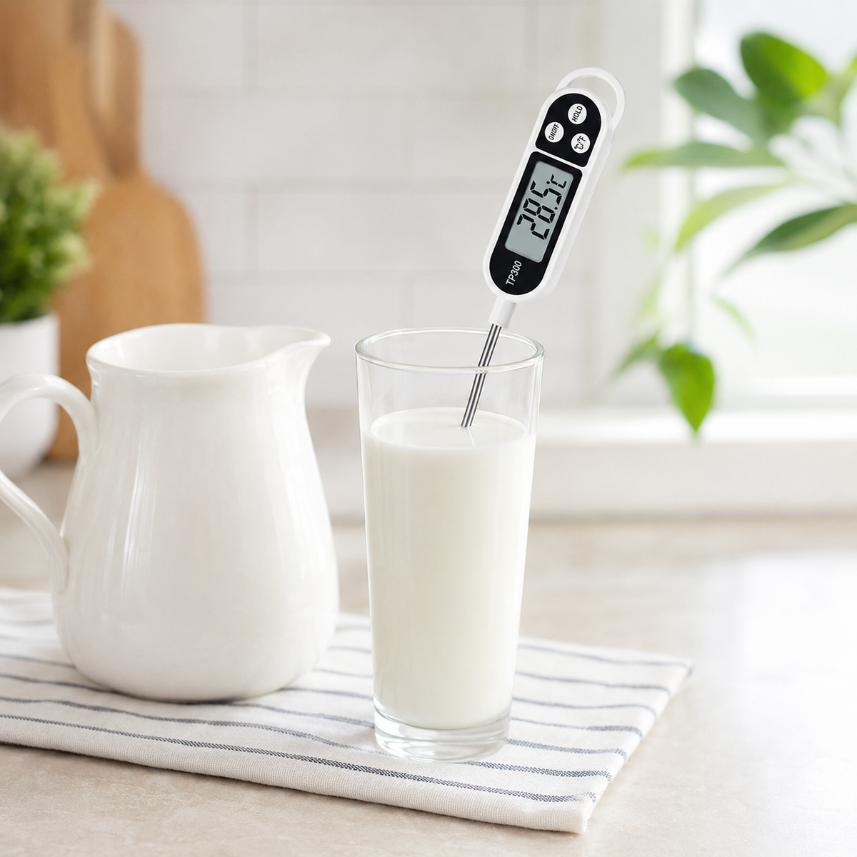 Digital Food Thermometer with Probe and Hold Temperature Function