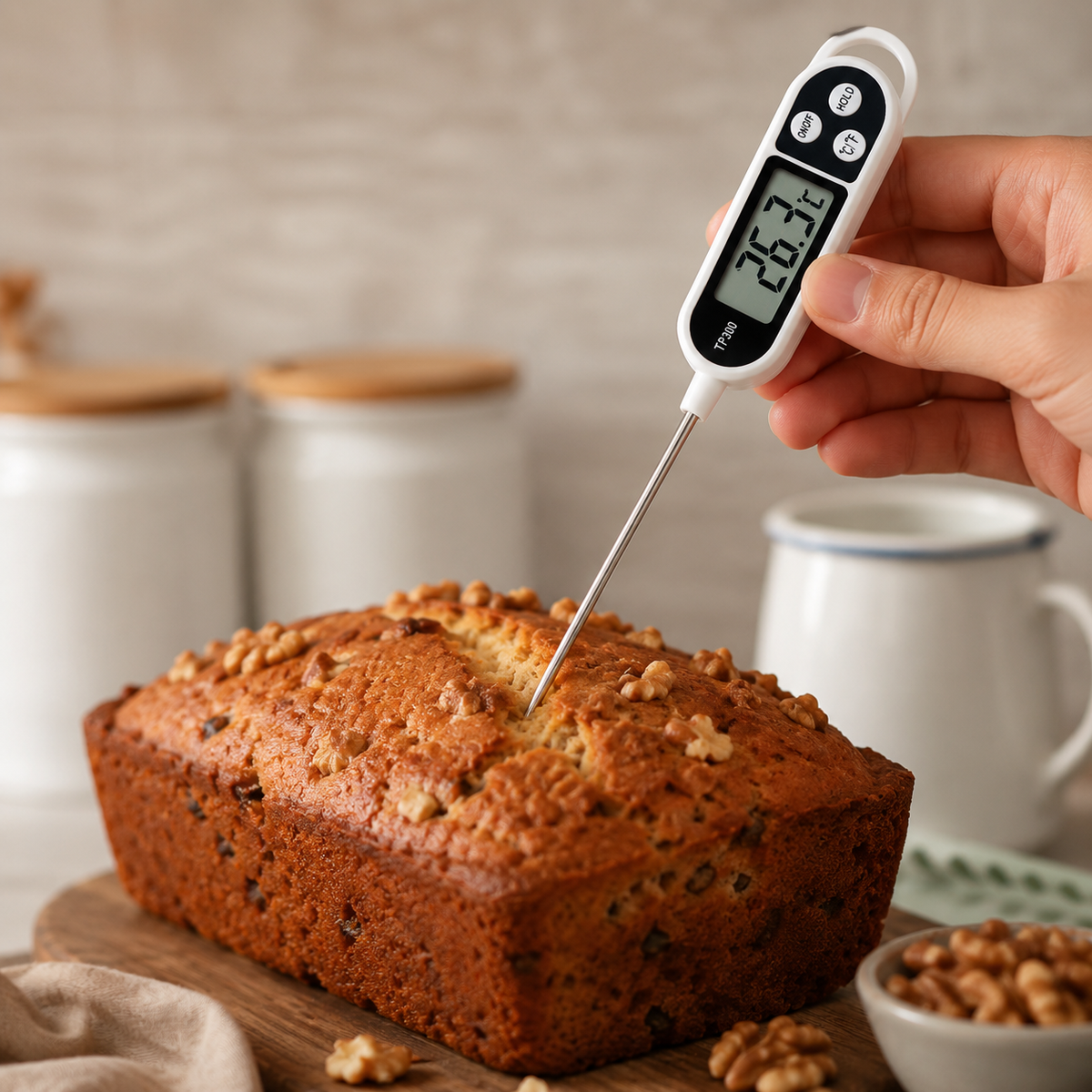 Digital Food Thermometer with Probe and Hold Temperature Function