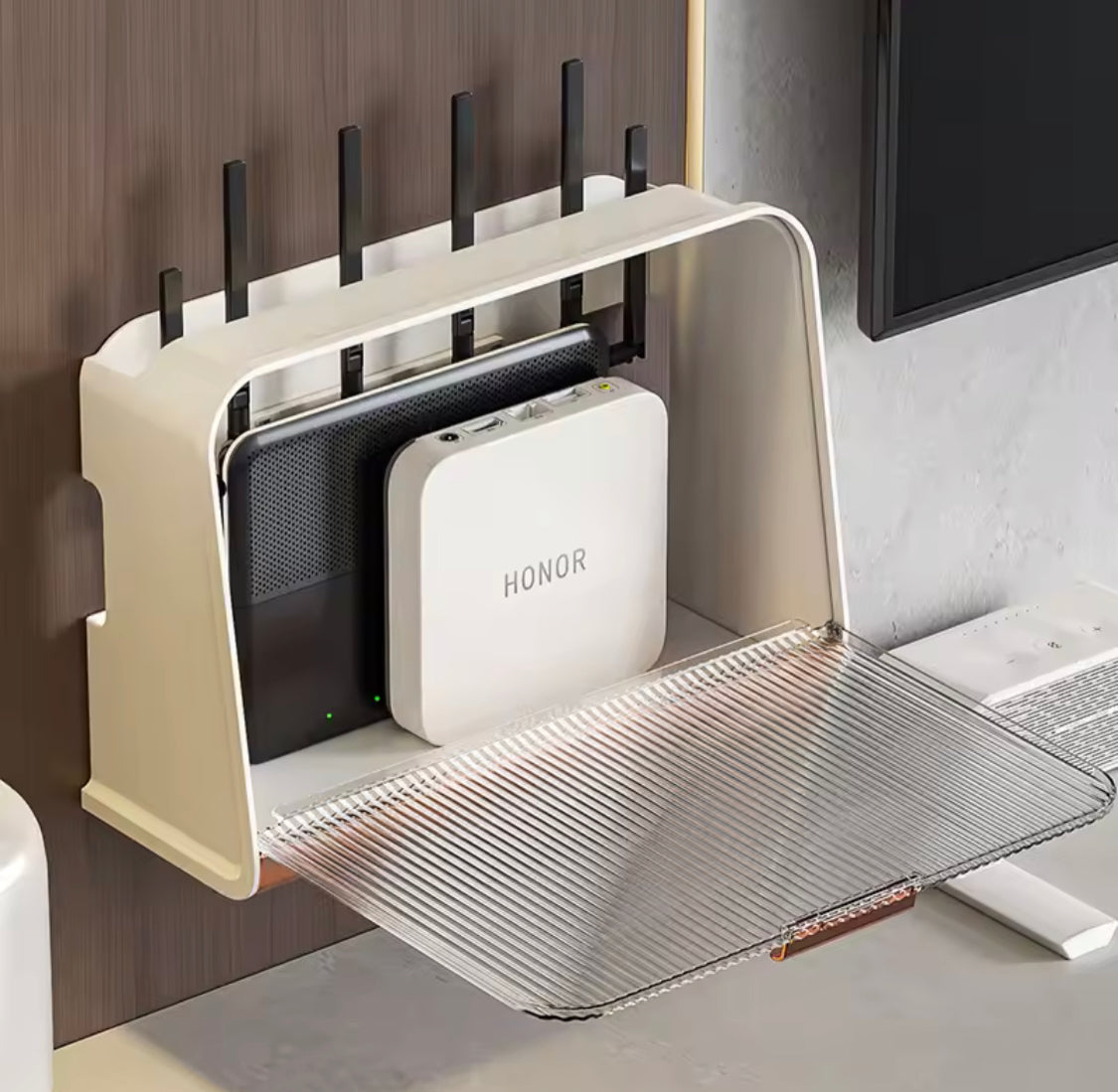 Luxury Wall-mounted WiFi Router Shelf for Space-Saving Convenience
